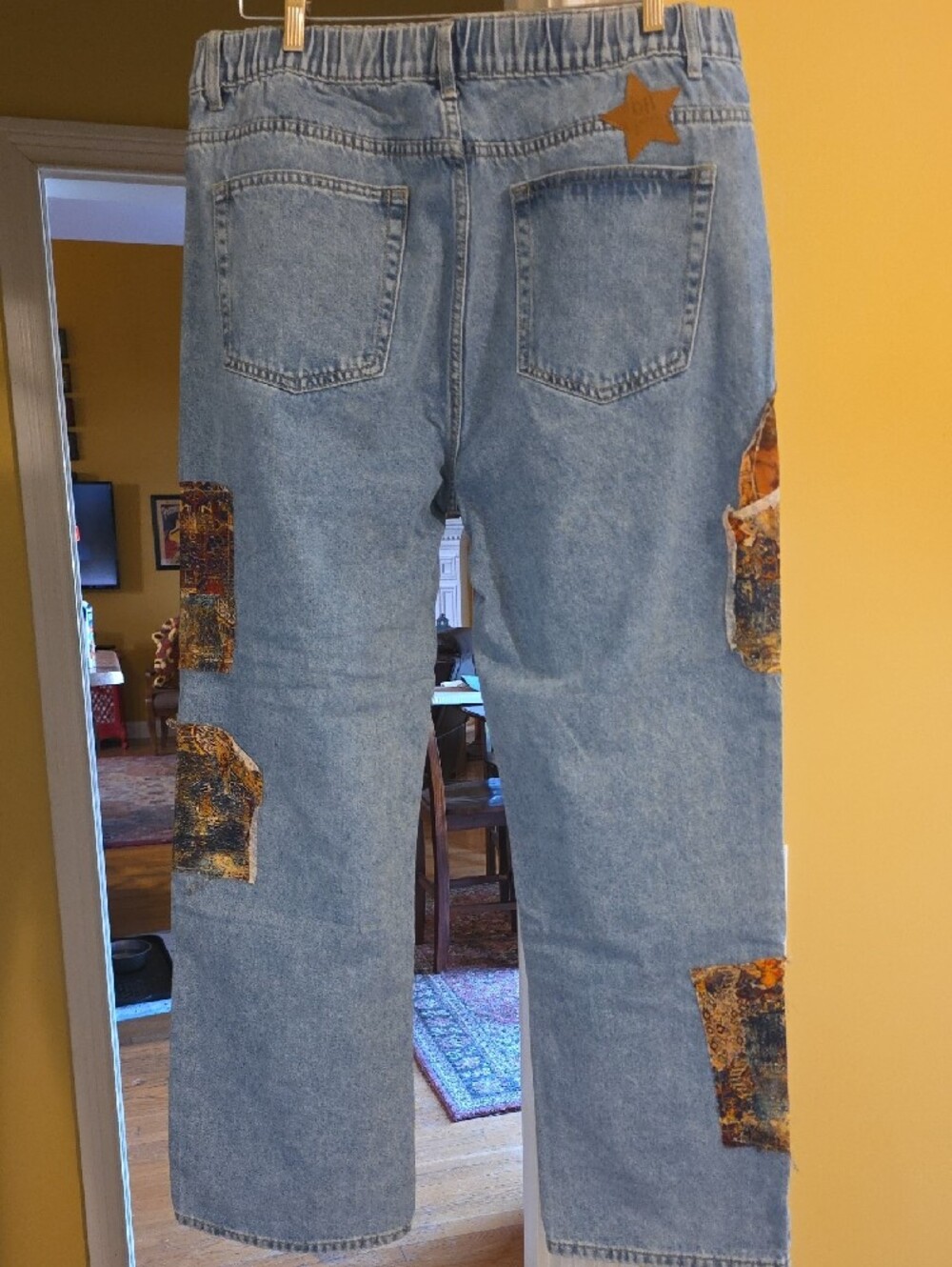 Oli & Hali Light Blue Straight-Leg Patchwork Jeans - Picture 2 of 5